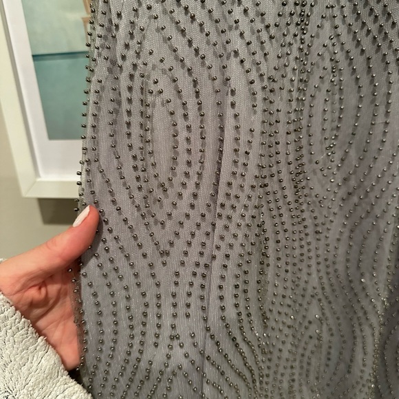 ⭐️KLEINFELD Storm Gray Beaded Evening Gown - Size 2 - Picture 4 of 8